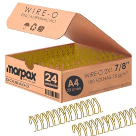 Wire-o para Encadernação 2X1 A4 Dourado 7/8 para 180fls 24Un