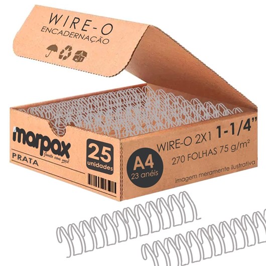 Wire-o para Encadernação 2x1 A4 Prata 1 1/4 até 270fls 25un