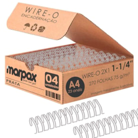 Wire-o para Encadernação 2x1 A4 Prata 1 1/4 para 270 fls 04un