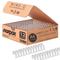 Wire-o para Encadernação 2x1 A4 Prata 1 1/8 até 250 fls 12un