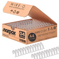 Wire-o para Encadernação 2x1 A4 Prata 1 1/8 para 250 fls 04un