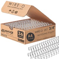Wire-o para Encadernação 2x1 A4 Prata 3/4 para 140 fls 36un