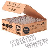 Wire-o para Encadernação 2x1 A4 Prata 5/8 para 120 fls 36un