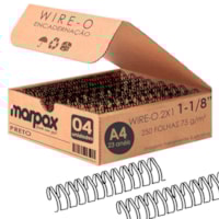 Wire-o para Encadernação 2X1 A4 Preto 1 1/8 para 250fls 04un