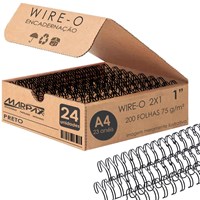 Wire-o para Encadernação 2x1 A4 Preto 1 para 200 fls 24un