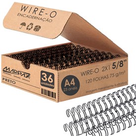 Wire-o para Encadernação 2x1 A4 Preto 5/8 para 120 fls 36un