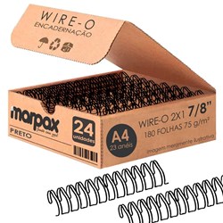 Wire-o para Encadernação 2x1 A4 Preto 7/8 para 180 fls 24un