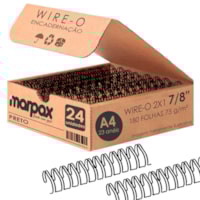 Wire-o para Encadernação 2X1 A4 Preto 7/8 para 180fls 24Un