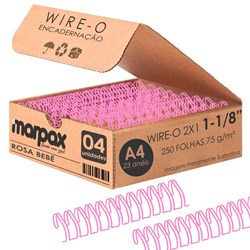 Wire-o para Encadernação 2x1 A4 Rosa Bebê 1 1/8 para 250 fls 04un