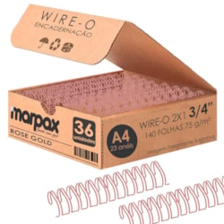 Wire-o para Encadernação 2x1 A4 Rose Gold 3/4 140 fls 36un