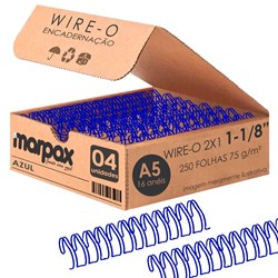 Wire-o para Encadernação 2x1 A5 Azul 1 1/8 para 250 fls 04un
