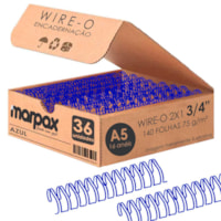 Wire-o para Encadernação 2X1 A5 Azul 3/4 para 140fls 36un