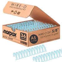 Wire-o para Encadernação 2x1 A5 Azul Bebê 5/8 para 120 fls 36un