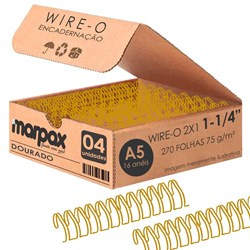 Wire-o para Encadernação 2x1 A5 Dourado 1 1/4 para 270 fls 04un