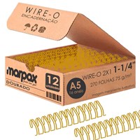 Wire-o para Encadernação 2x1 A5 Dourado 1 1/4 para 270 fls 12un