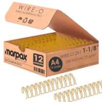 Wire-o para Encadernação 2X1 A5 Dourado 1 1/8 250fls 12un