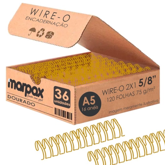 Wire-o para Encadernação 2x1 A5 Dourado 5/8 para 120 fls 36un
