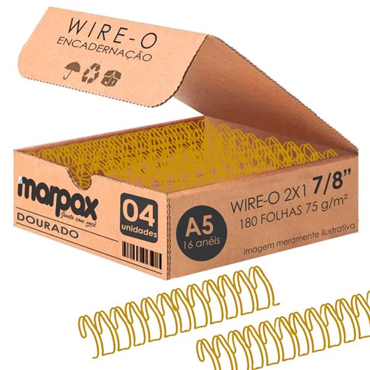 Wire-o para Encadernação 2x1 A5 Dourado 7/8 para 180 fls 04un