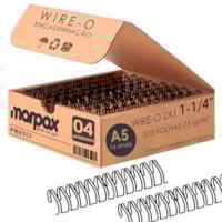 Wire-o para Encadernação 2X1 A5 Preto 1 1/4 para 270fls 04un