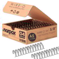 Wire-o para Encadernação 2X1 A5 Preto 5/8 para 120fls 04un
