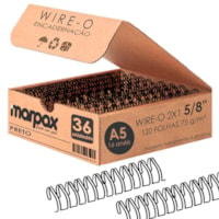 Wire-o para Encadernação 2x1 A5 Preto 5/8 para 120fls 36un