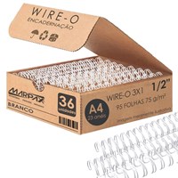 Wire-o para Encadernação 3x1 A4 Branco 1/2 para 95fls 36un