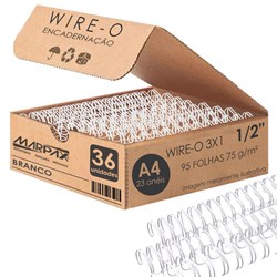 Wire-o para Encadernação 3x1 A4 Branco 1/2 para 95fls 36un