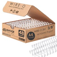 Wire-o para Encadernação 3x1 A4 Branco 3/8 para 60fls 48un