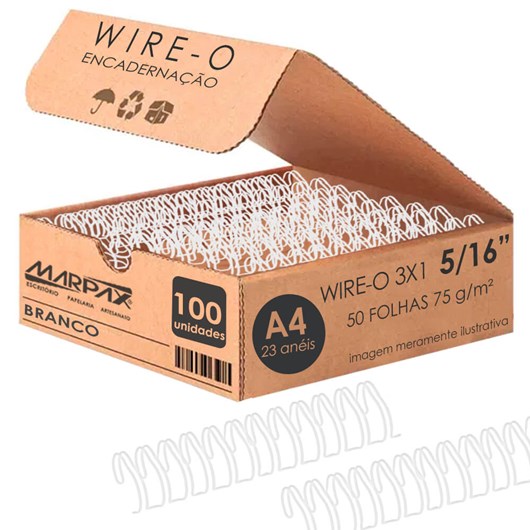 Wire-o para Encadernação 3x1 A4 Branco 5/16 até 50fls 100un