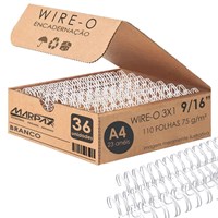 Wire-o para Encadernação 3x1 A4 Branco 9/16 para 110fls 36un