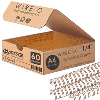 Wire-o para Encadernação 3x1 A4 Bronze 1/4 para 25 fls 60un