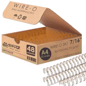 Wire-o para Encadernação 3x1 A4 Bronze 7/16 para 85fls 48un