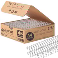Wire-o para Encadernação 3X1 A4 Prata 3/8 para 60fls 48un