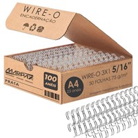 Wire-o para Encadernação 3x1 A4 Prata 5/16 para 50fls 100un