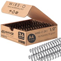 Wire-o para Encadernação 3x1 A4 Preto 1/2 para 95 fls 36un