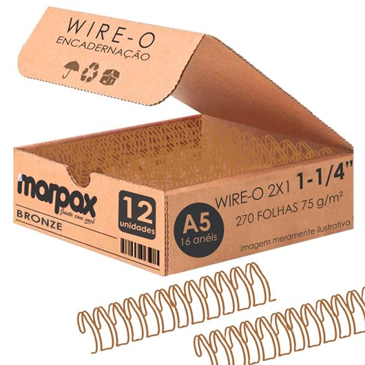Wire-o para Encadernação A5 1 1/4 2x1 para 270fls Bronze 12un