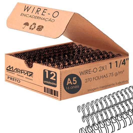 Wire-o para Encadernação A5 1 1/4 2x1 para 270fls Preto 12un