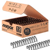 Wire-o para Encadernação A5 1 1/4 2x1 para 270fls Preto 12un