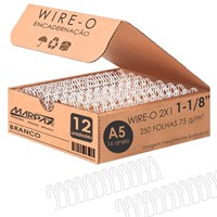 Wire-o para Encadernação A5 1 1/8 2x1 para 250fls Branco 12un