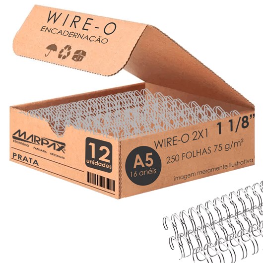 Wire-o para Encadernação A5 1 1/8 2x1 para 250fls Prata 12un