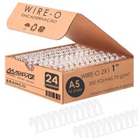 Wire-o para Encadernação A5 1 2x1 para 200fls Branco 24un