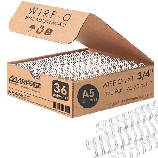 Wire-o para Encadernação A5 3/4 2x1 para 140fls Branco 36un