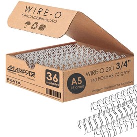 Wire-o para Encadernação A5 3/4 2x1 para 140fls Prata 36un