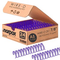 Wire-o para Encadernação A5 7/8 2x1 para 180fls Azul 24un